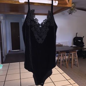 Black velvet body suit